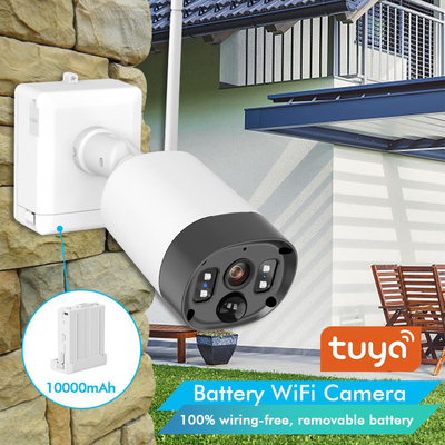 Ev Suya Dayanıklı Wifi Pil Kamera Düşük Güç Tüketimi 1080P Tuya IP Kamera
